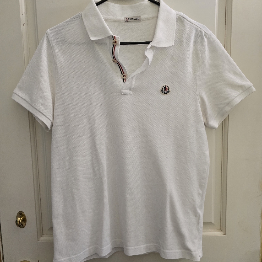 Moncler White Polo Shirt